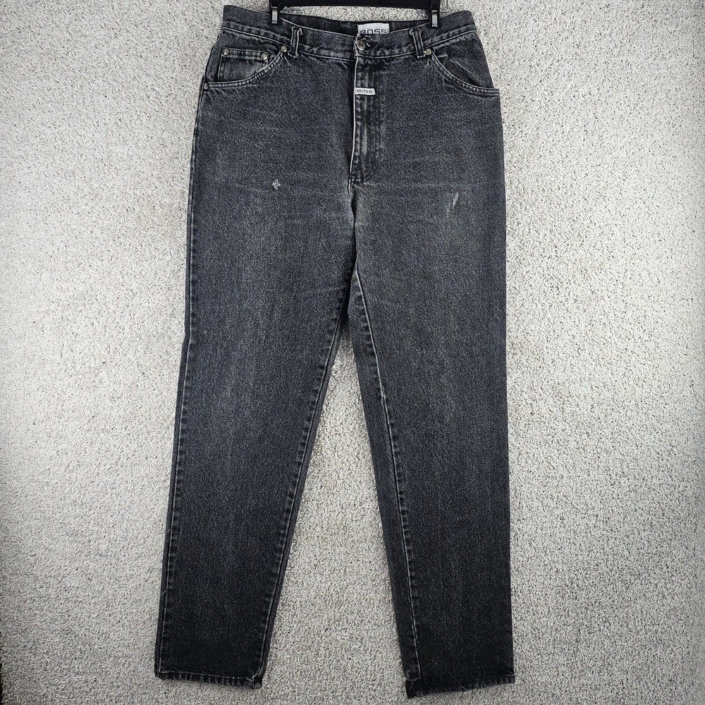 Vintage Boss Black Tapered Jeans Men's 36" (34") X 34.5" 90s Grunge Made In USA